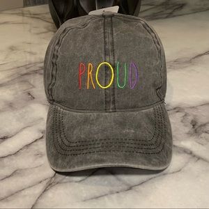 Rae Dunn Rainbow Pride Proud Adjustable Baseball Hat Dark Grey Women's OSFM NWT